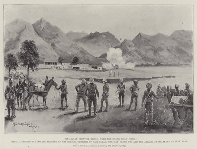 The Indian Frontier Rising, med Buner Field Force, Bengal Sappers og minearbejdere, der sprængte rådskammeret af Said Ullah, den gale fakir, der ledede angrebet på Malakand i juli sidste år af Henry Charles Seppings Wright
